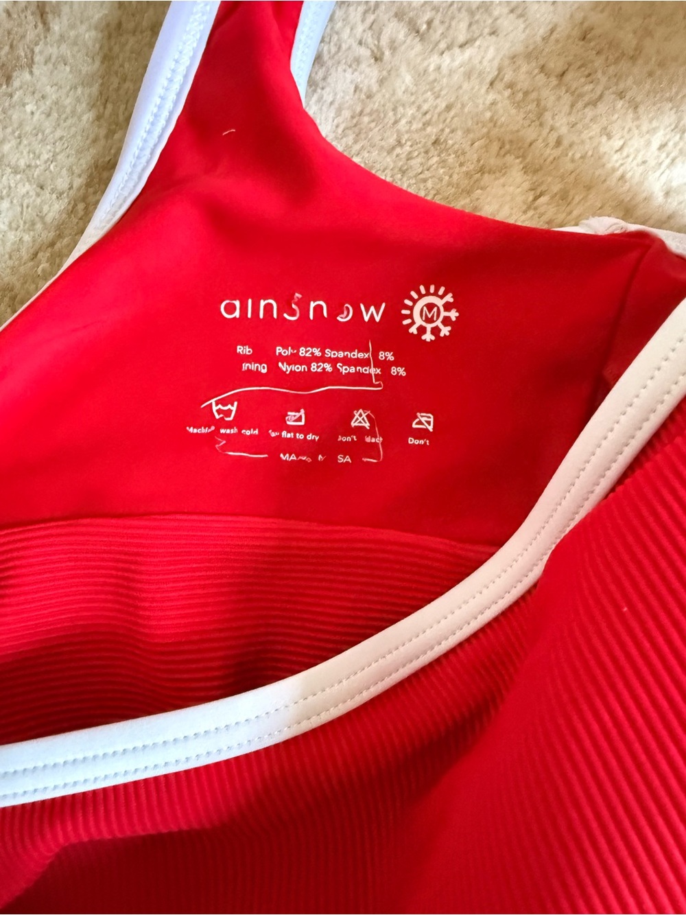 LainSnow Red High-Waist Tank Bikini with White Trim - Picture 4 of 4